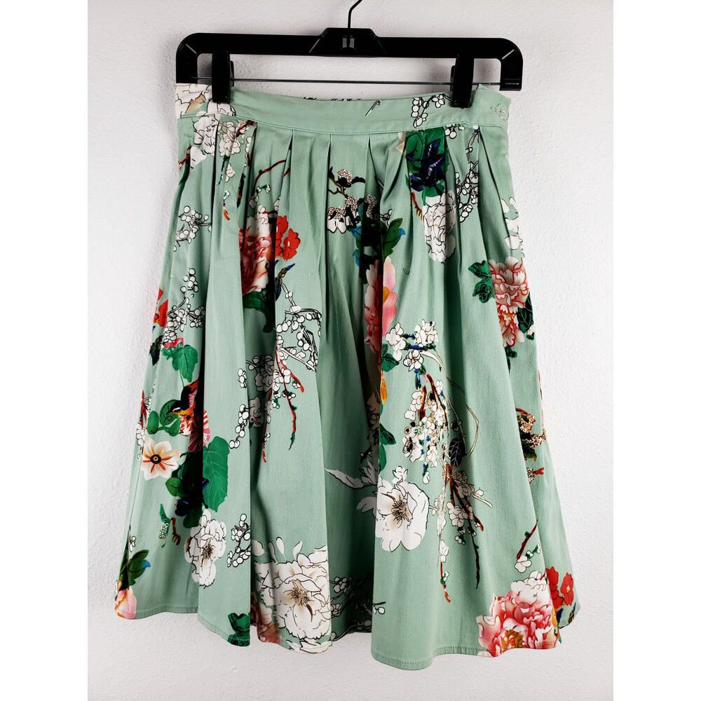 Grace Karin Women's S A-Line Flare Skirt Pastel‎ Green Woodsy Floral Coquette